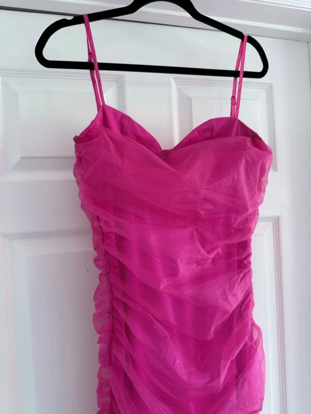 Superdown Pink Ruched Mesh Mini Dress Size M Bodycon Party Club - Picture 3 of 9